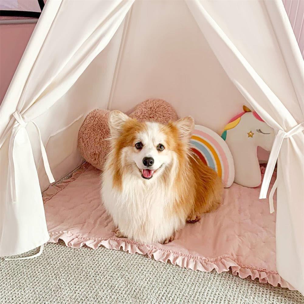 Tiny Land® Teepee Tent for Kids with Mat – Indoor Play Tent with Floor Mat - Chickadees Wooden Toys