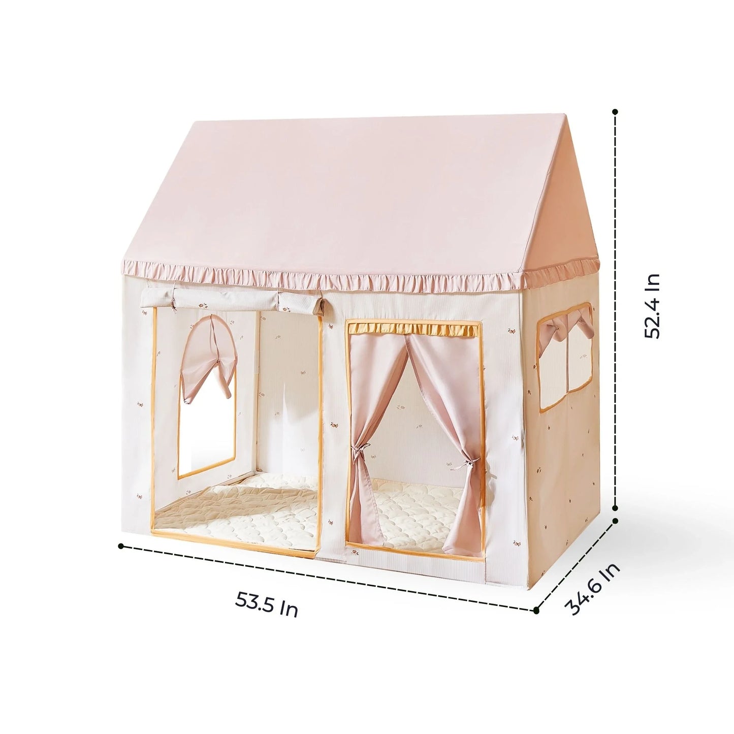 Tiny Land® Sweet Citrus Kids Play Tent – White and Pink Indoor Playhouse - Chickadees Wooden Toys