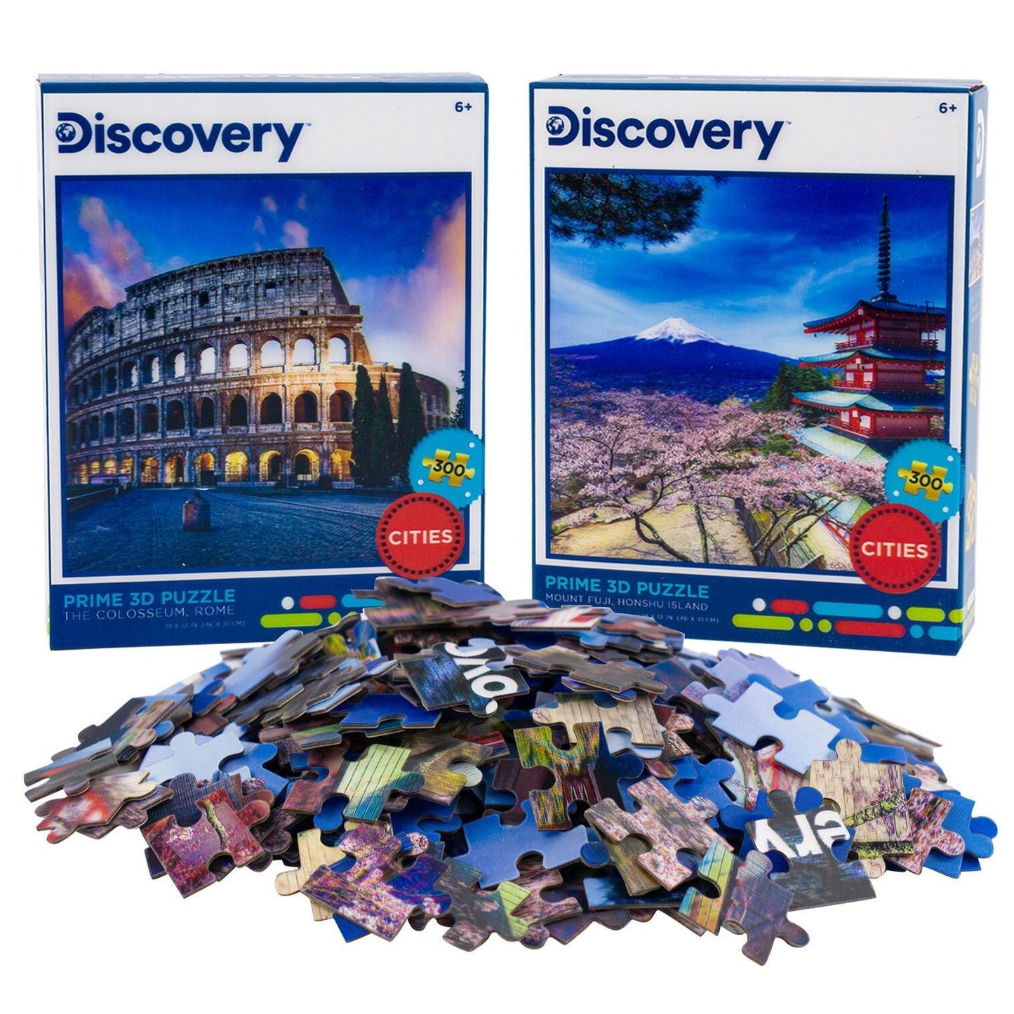 The Colosseum & Mount Fuji Set of 2 300 Piece Lenticular Jigsaw Puzzles Prime 3D