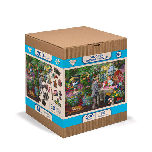 The Florist's 200 Piece Wood Jigsaw Puzzle Wooden City - Chickadees Wooden Toys