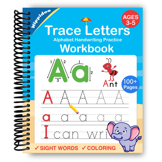 Trace Letters: Alphabet Handwriting Practice Workbook for Kids (Spiral Bound) - Chickadees Wooden Toys
