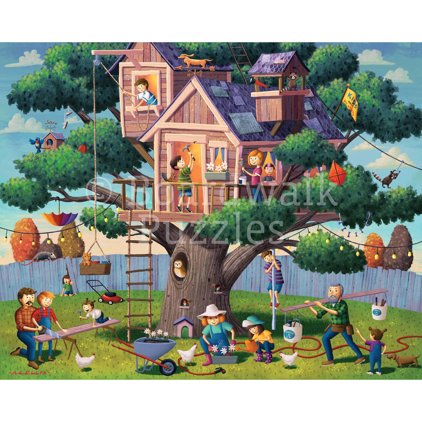 Tree House Adventure 210 Piece Jigsaw Puzzle Boardwalk - Chickadees Wooden Toys