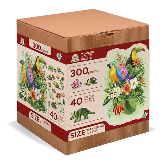 Tropical Birds 300 Piece Wood Jigsaw Puzzle Wooden City - Chickadees Wooden Toys