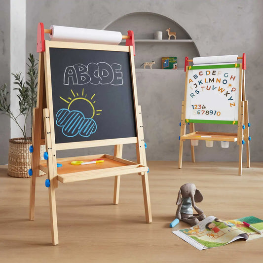 Tiny Land® 3-in-1 Art Easel for Kids - Chickadees Wooden Toys