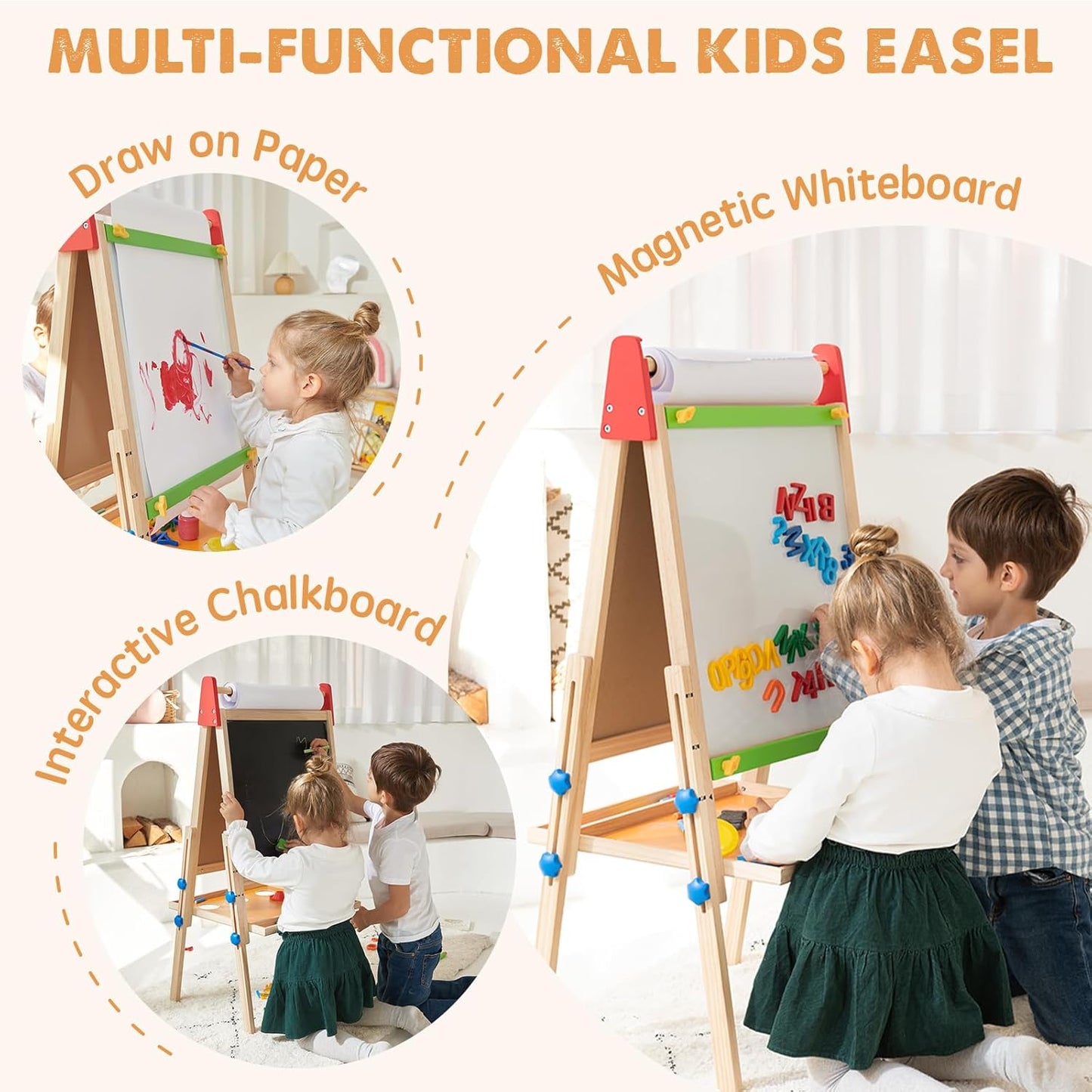 Tiny Land® 3-in-1 Art Easel & Paper Roll Set