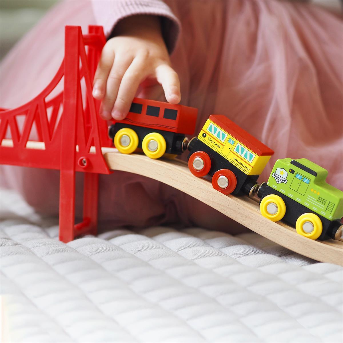 Tiny Land® Wooden Train Set 110 Pcs - Chickadees Wooden Toys