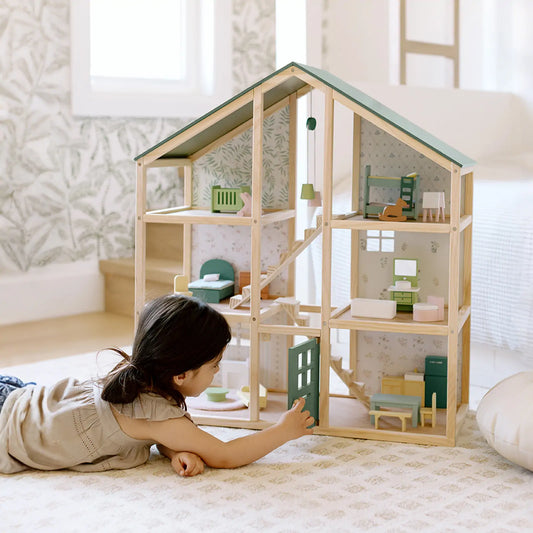 Tiny Land® Sweetwood Evergreen Dollhouse without Dolls - Chickadees Wooden Toys