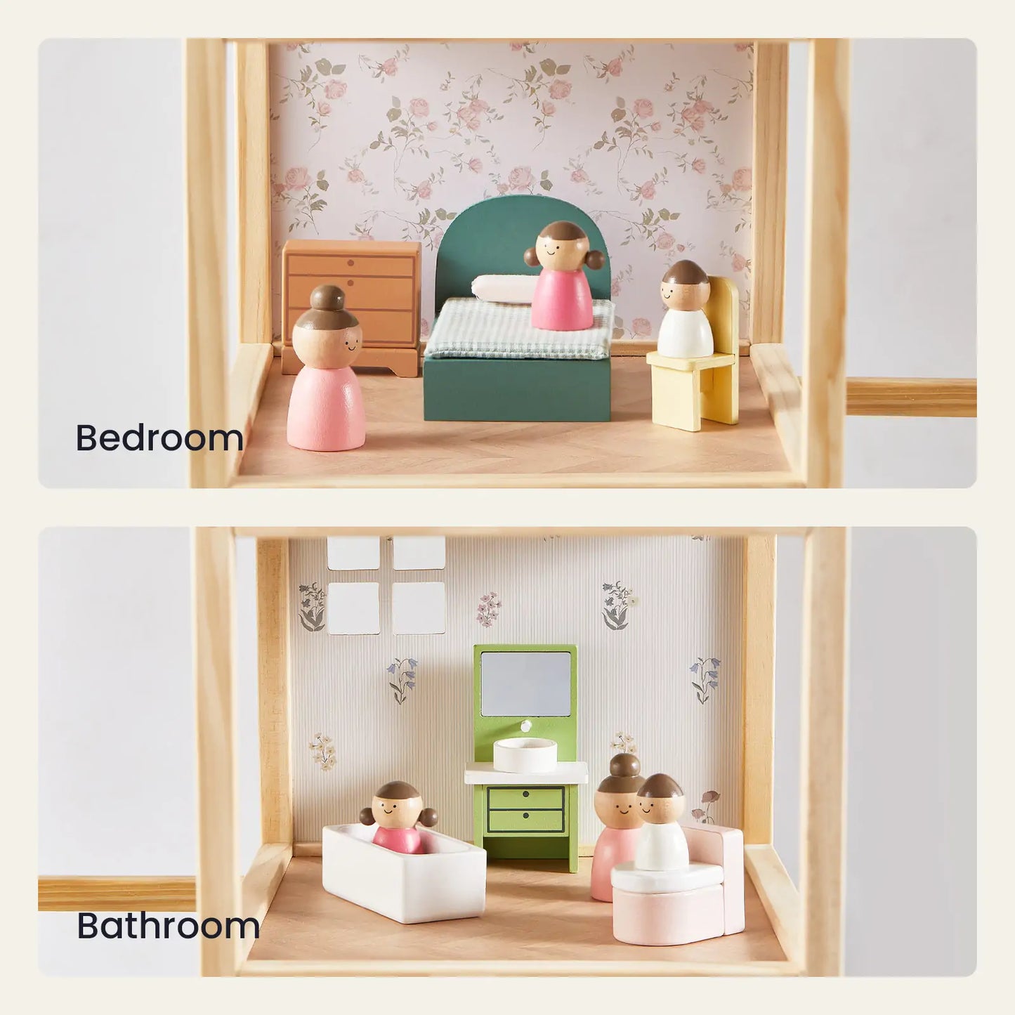 Tiny Land® Sweetwood Evergreen Dollhouse without Dolls - Chickadees Wooden Toys