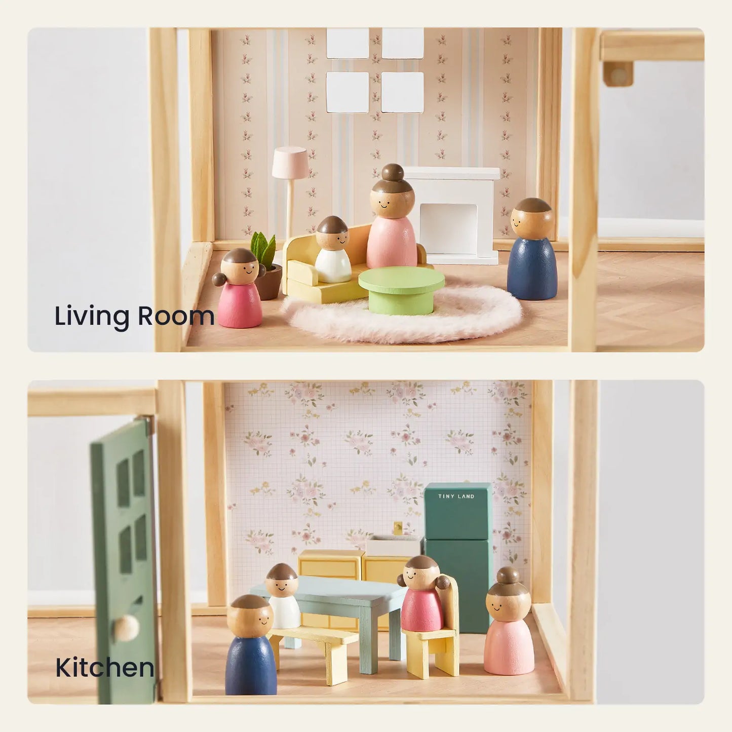 Tiny Land® Sweetwood Evergreen Dollhouse without Dolls - Chickadees Wooden Toys