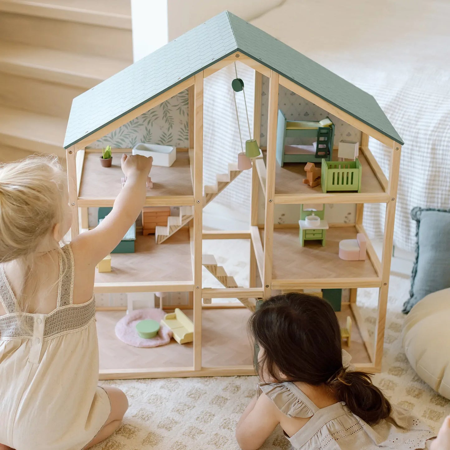 Tiny Land® Sweetwood Evergreen Dollhouse without Dolls - Chickadees Wooden Toys
