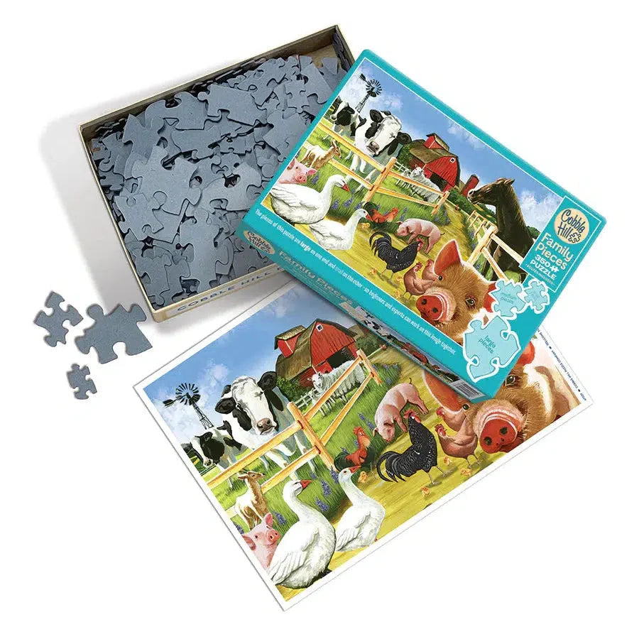 Welcome to the Farm 350 Piece Family Jigsaw Puzzle Cobble Hill - Chickadees Wooden Toys