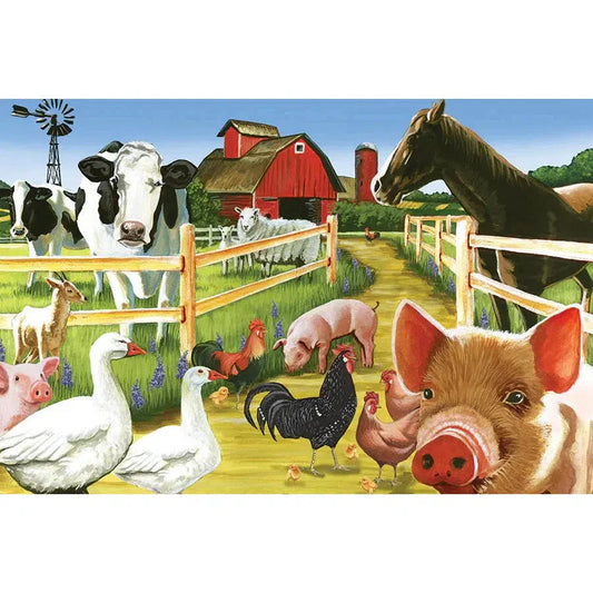 Welcome to the Farm 36 Piece Floor Jigsaw Puzzle Cobble Hill - Chickadees Wooden Toys