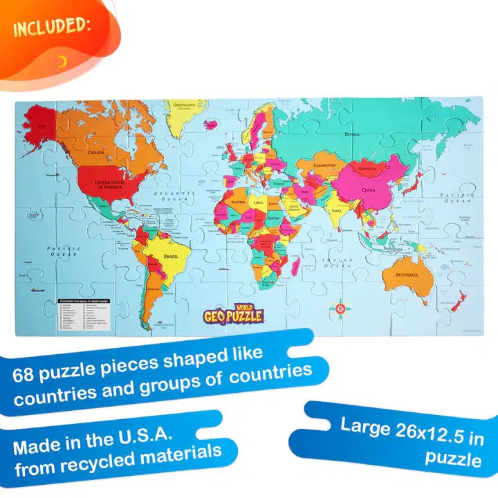 World GeoPuzzle 68 Piece Jigsaw Puzzle Geotoys