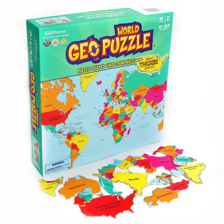 World GeoPuzzle 68 Piece Jigsaw Puzzle Geotoys - Chickadees Wooden Toys
