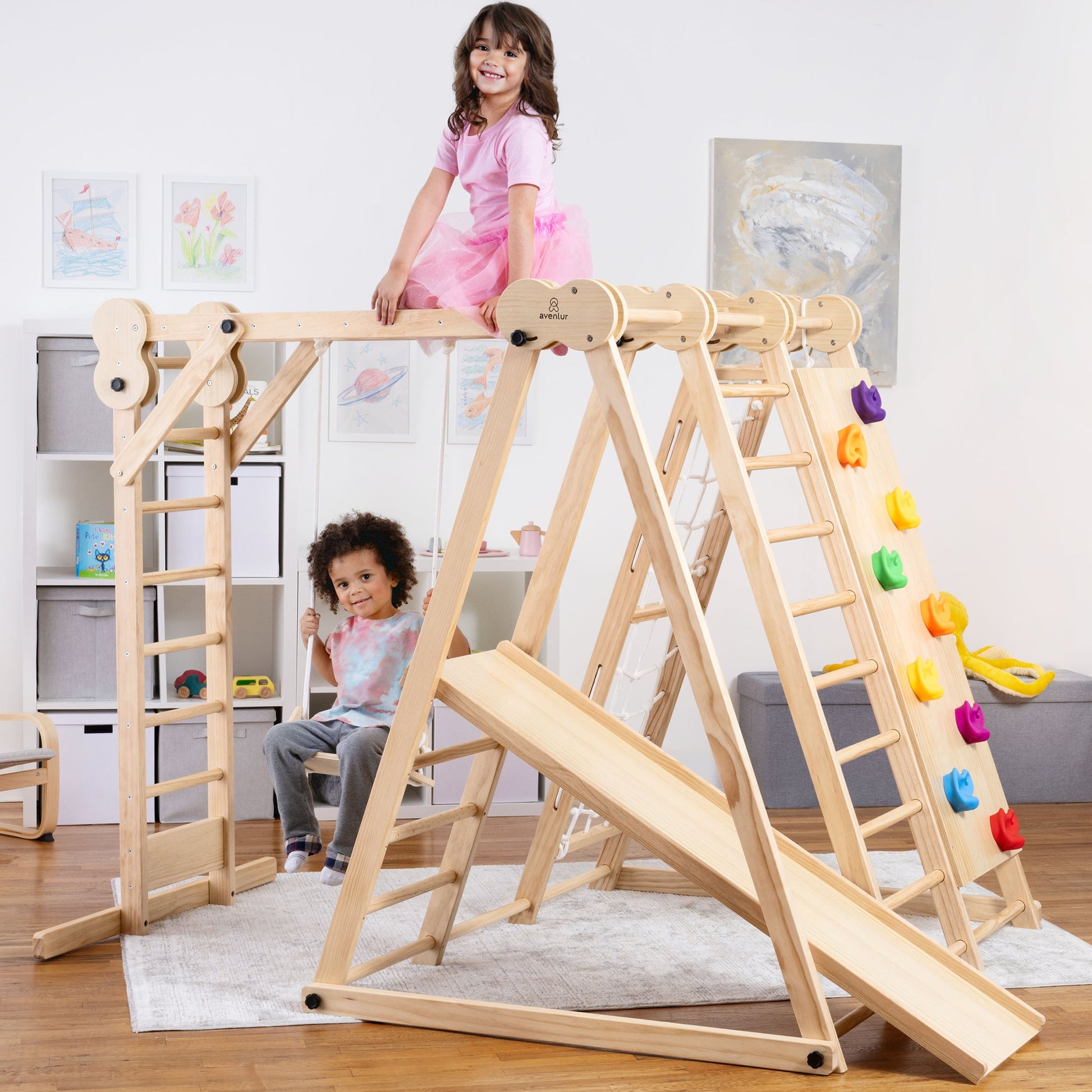 Chestnut - 8-in-1 Jungle Gym for Toddlers - Chickadees Wooden Toys