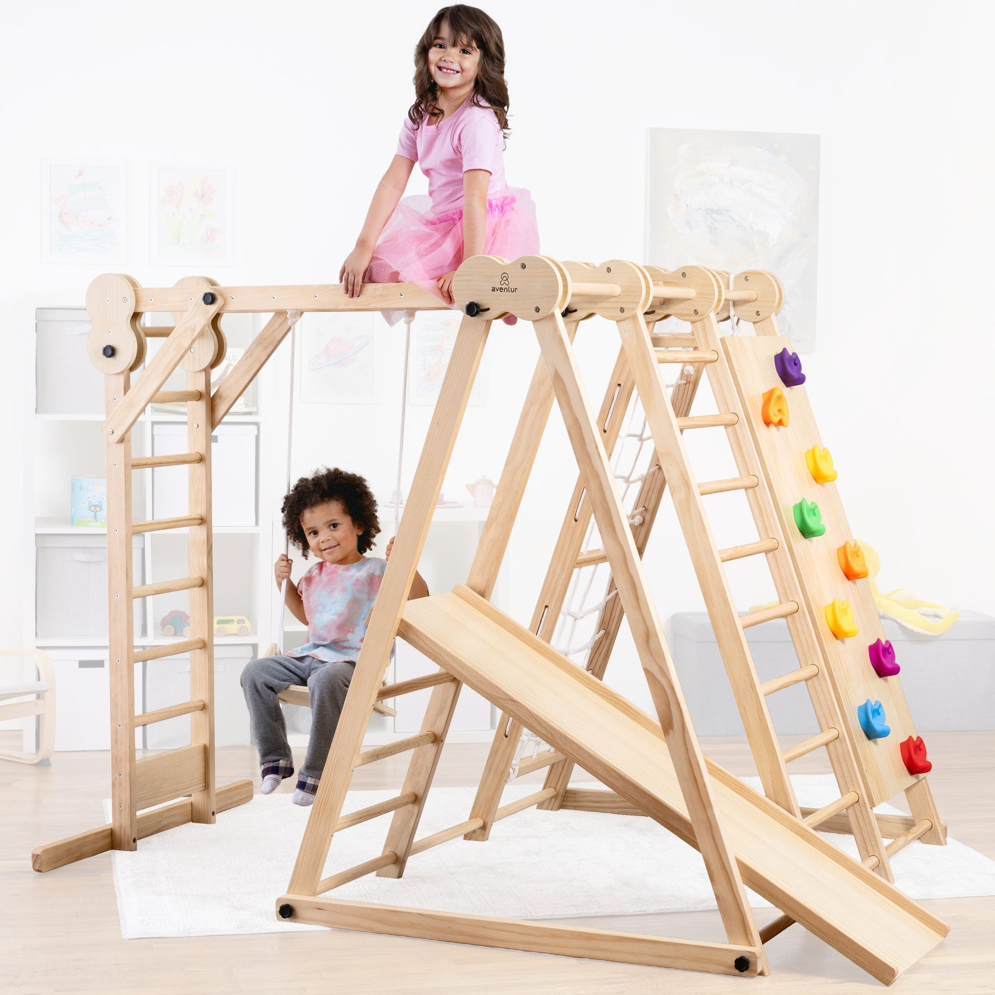 Chestnut - 8-in-1 Jungle Gym for Toddlers - Chickadees Wooden Toys