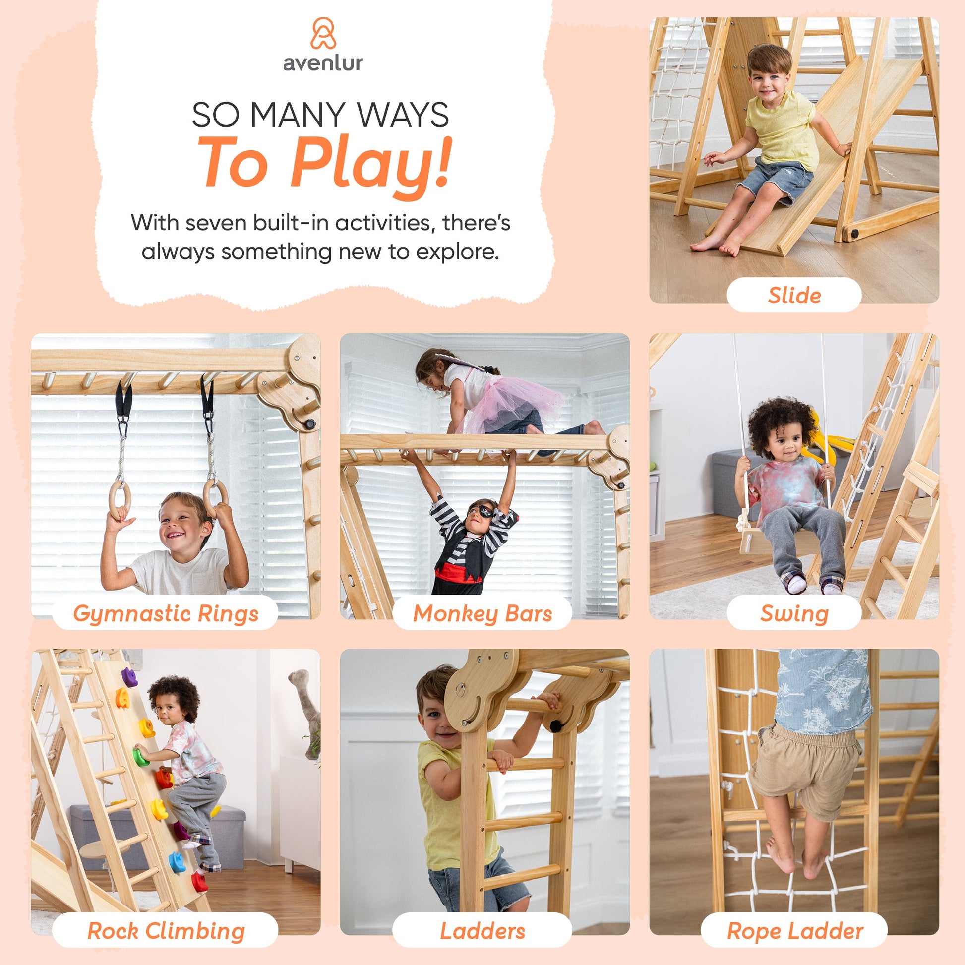 Chestnut - 8-in-1 Jungle Gym for Toddlers - Chickadees Wooden Toys