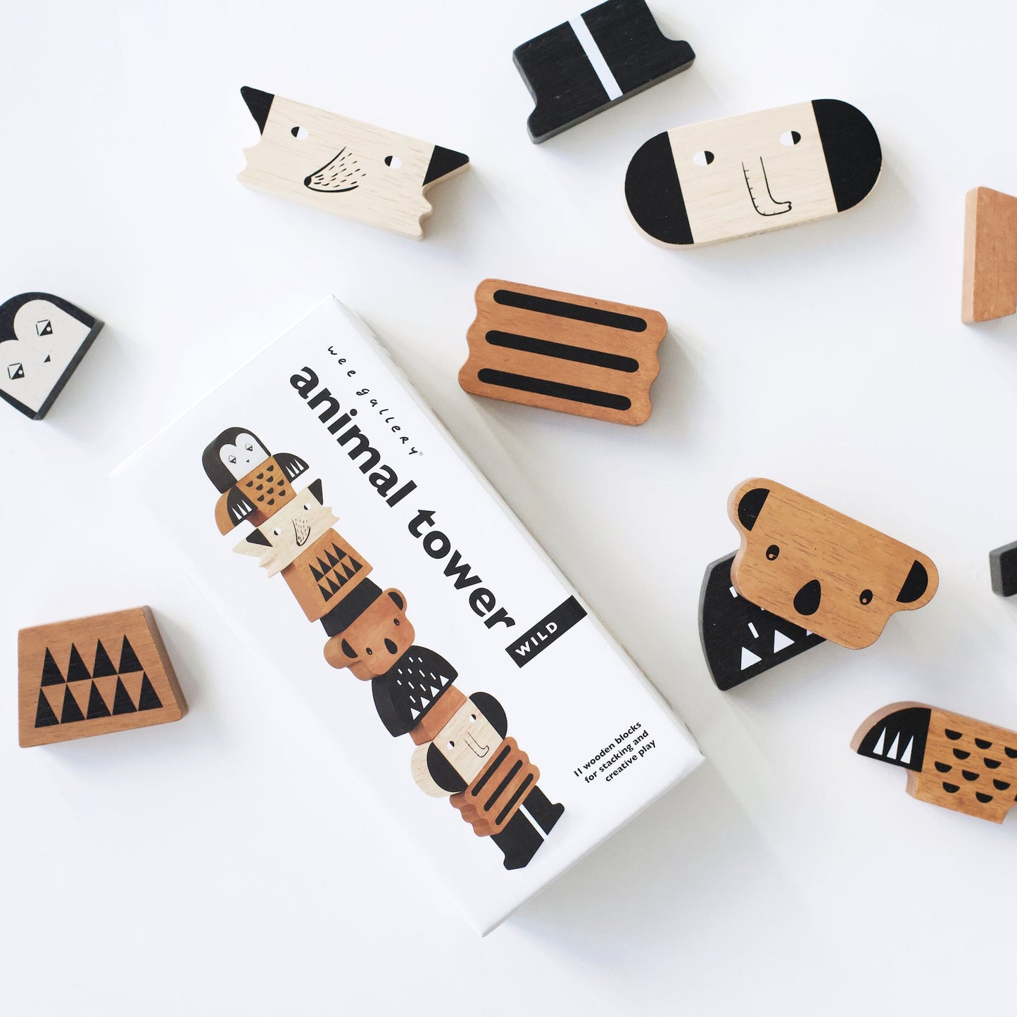 Animal Building Tower - Chickadees Wooden Toys