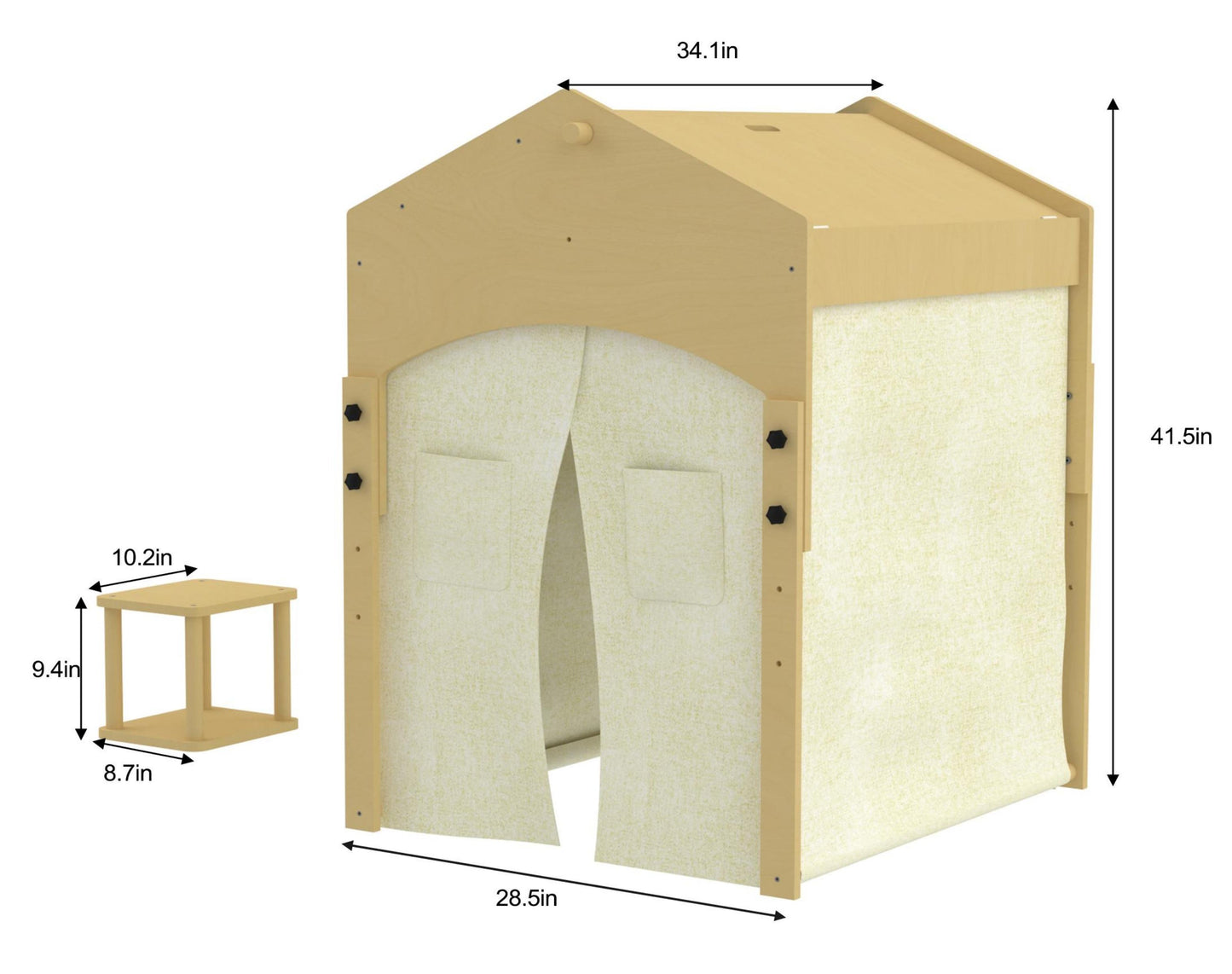 Ash Adjustable Wooden Learning Tent with Kids Desk & Chair – 2-in-1 Play & Study Station - Chickadees Wooden Toys