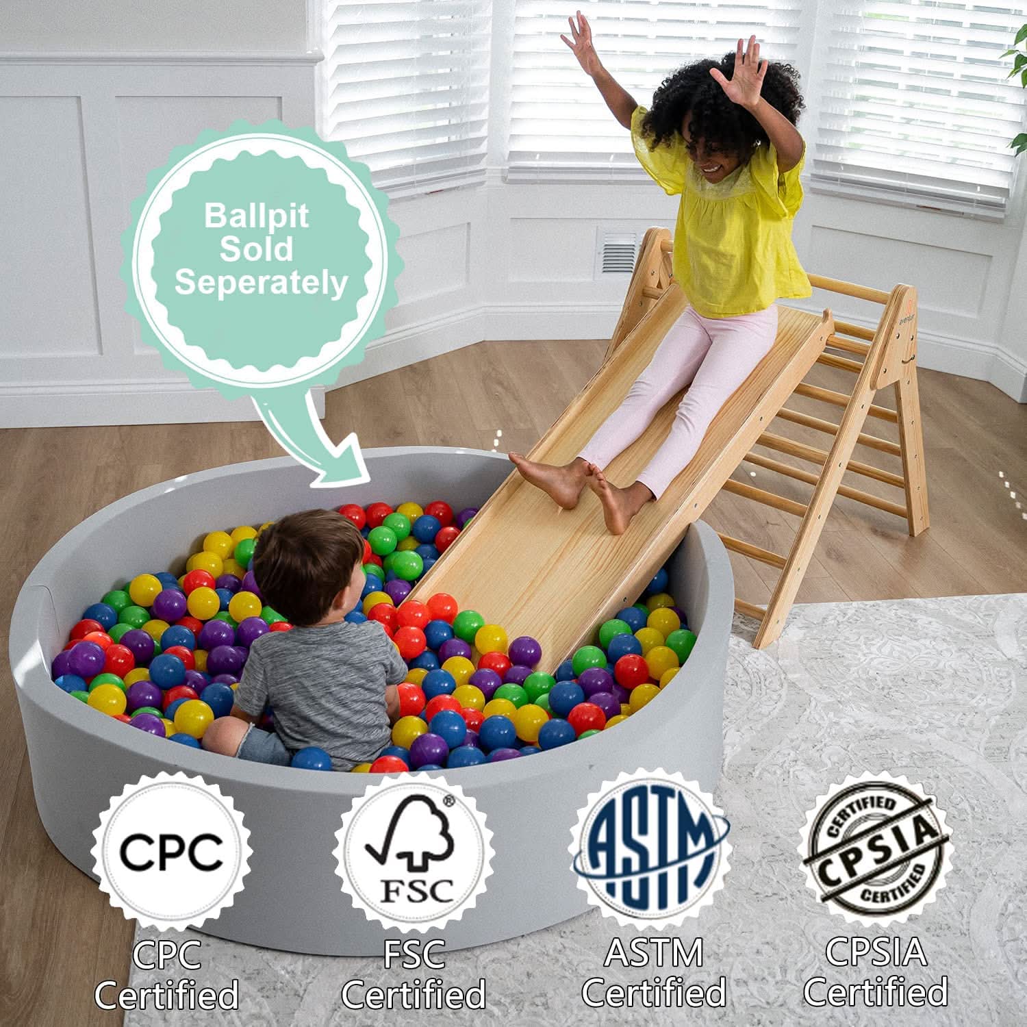 Hazel - Pikler Triangle Ladder & Rocker Set - Chickadees Wooden Toys