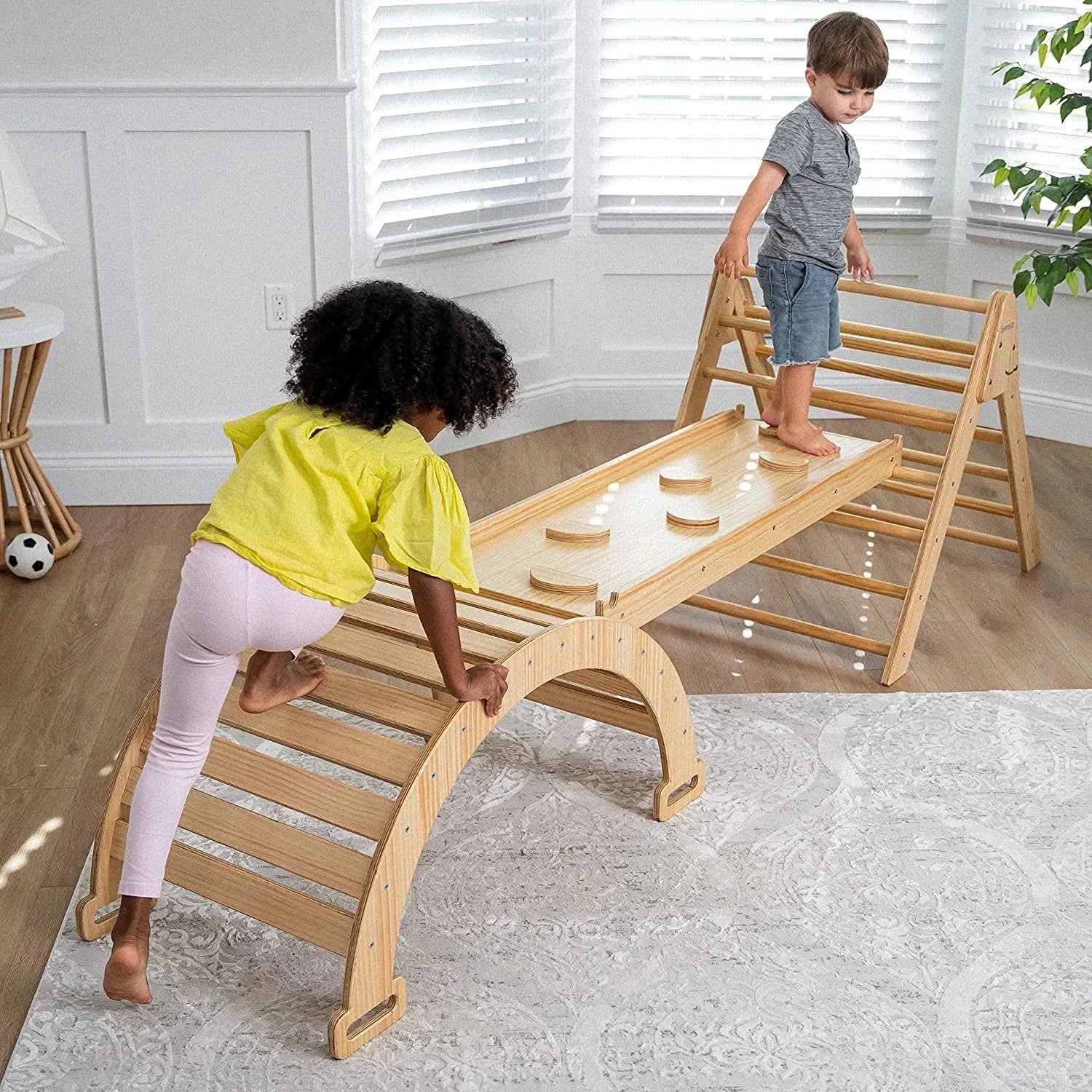 Hazel | Pikler Triangle, Slide & Rocker Set | Chickadees Wooden