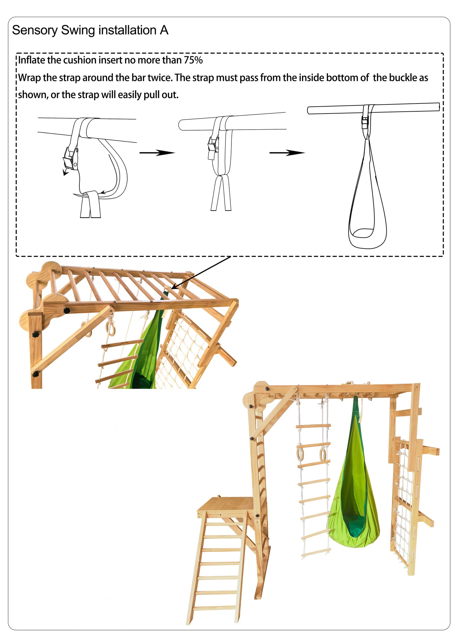 Avenlur Sensory Swing Hammock – Tear Drop Attachment for Grove, Walnut, Neem & Betula Indoor Climbers - Chickadees Wooden Toys