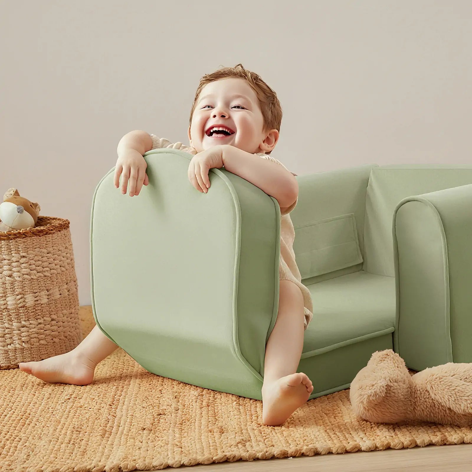 Tiny Land® GentleSnug Kid Chair - Sage - Chickadees Wooden Toys