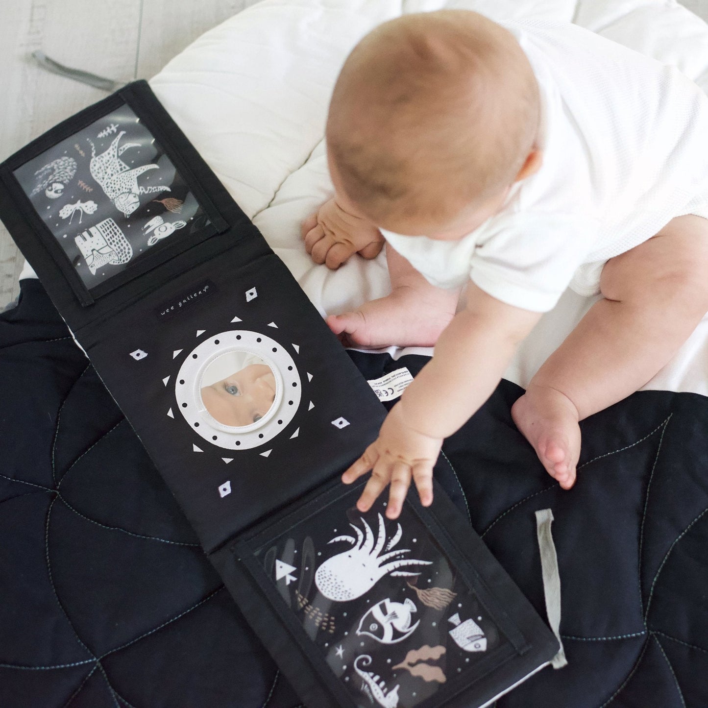 Baby Tummy Time Gallery with Mirror - Chickadees Wooden Toys
