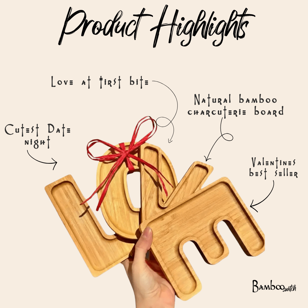 Bamboo L.O.V.E. Charcuterie Trays - Chickadees Wooden Toys