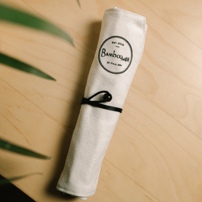 Bamboo Travel Cutlery | Beige - Chickadees Wooden Toys