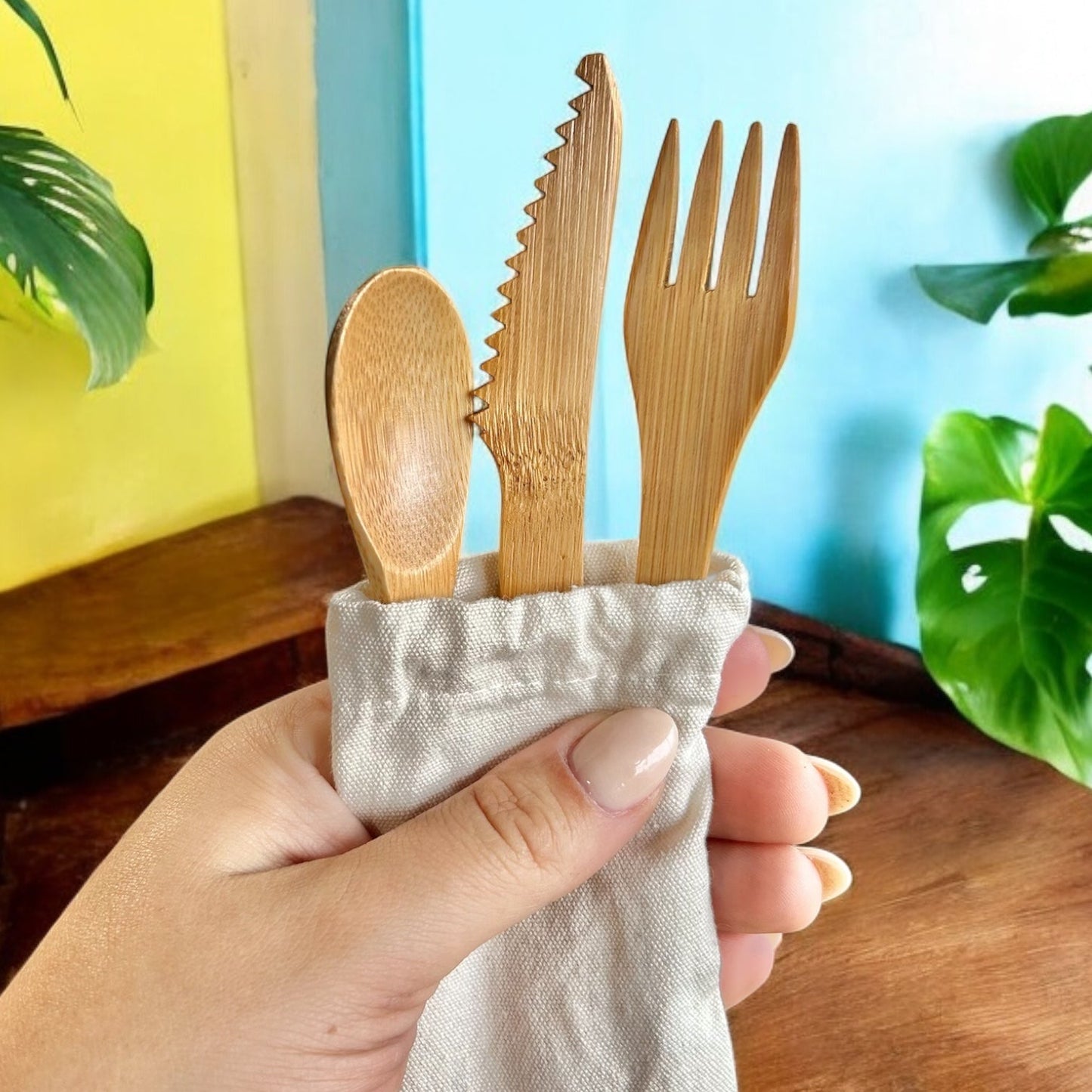 Bamboo Travel Cutlery Set | Kids - Chickadees Wooden Toys