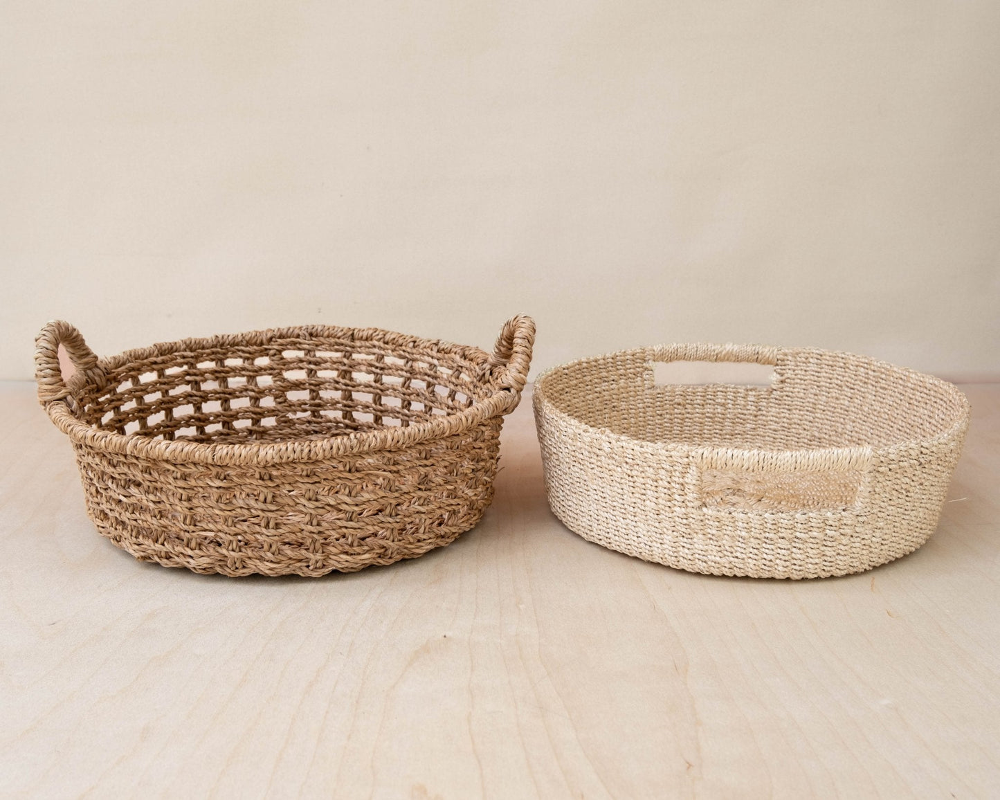 Round Open Weave Basket - Wicker Basket | LIKHÂ - Chickadees Wooden Toys