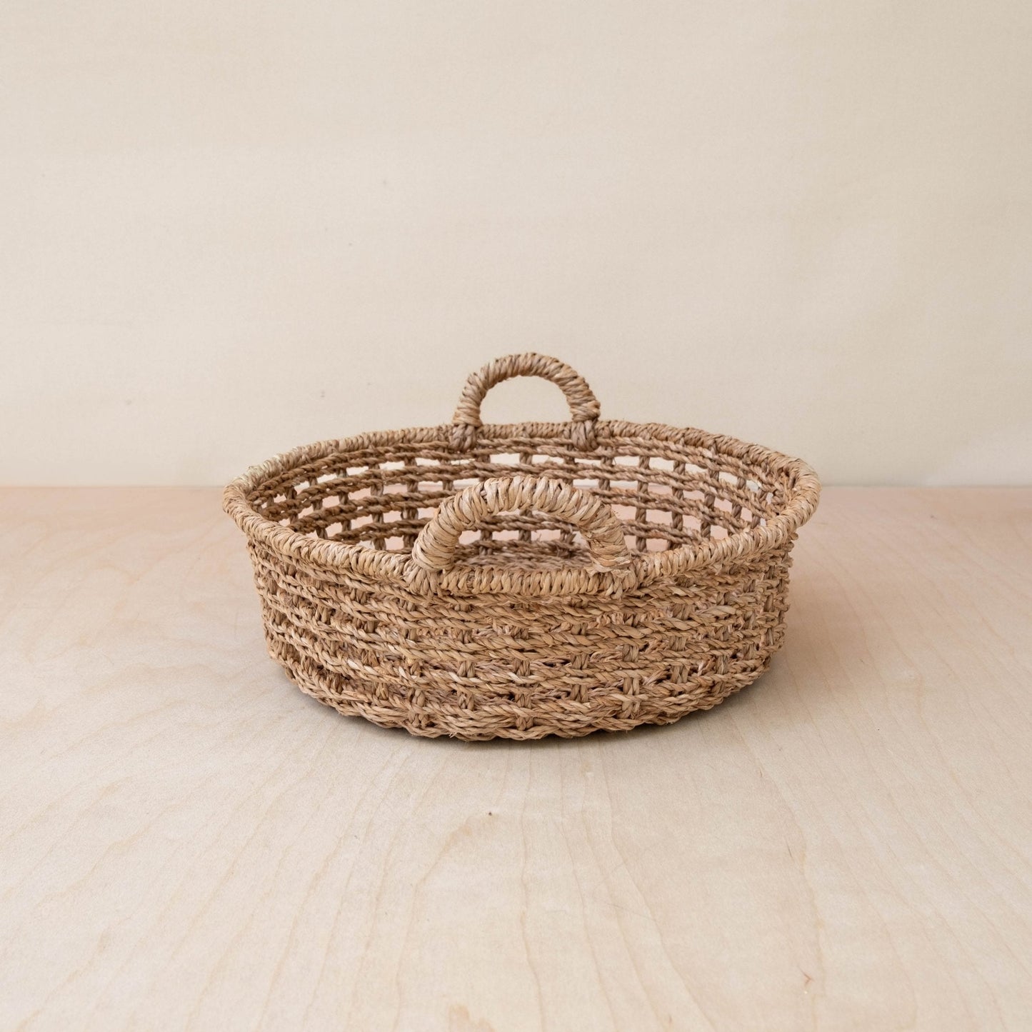 Round Open Weave Basket - Wicker Basket | LIKHÂ - Chickadees Wooden Toys