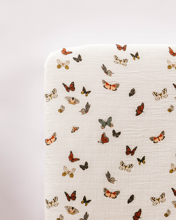 Butterfly Migration Crib Sheet - Chickadees Wooden Toys