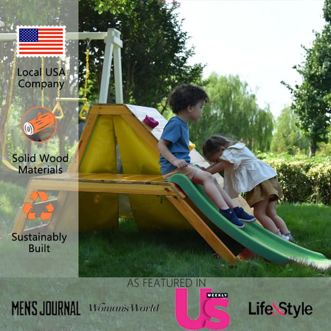 Palm - 5-in-1 Outdoor and Indoor Playground Playset - Chickadees Wooden Toys