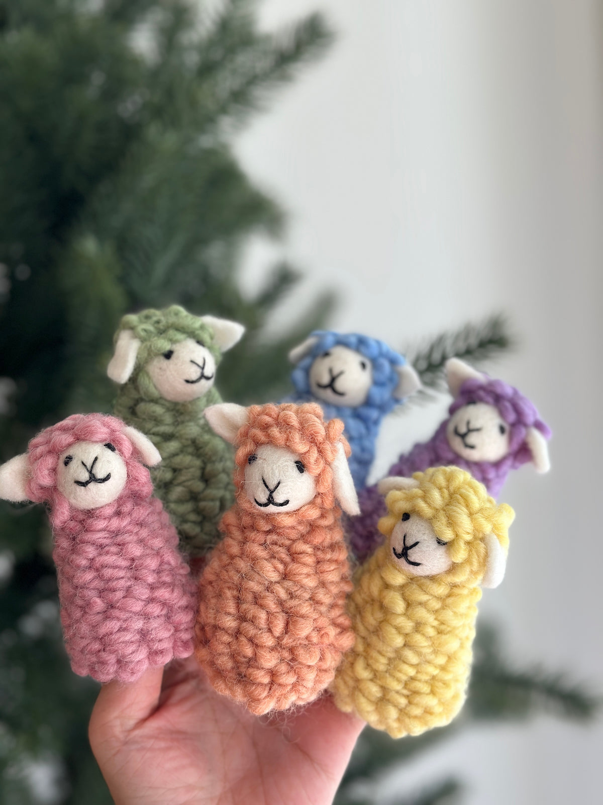 Candy Sheep finger puppet - Set of 6 - Chickadees Wooden Toys