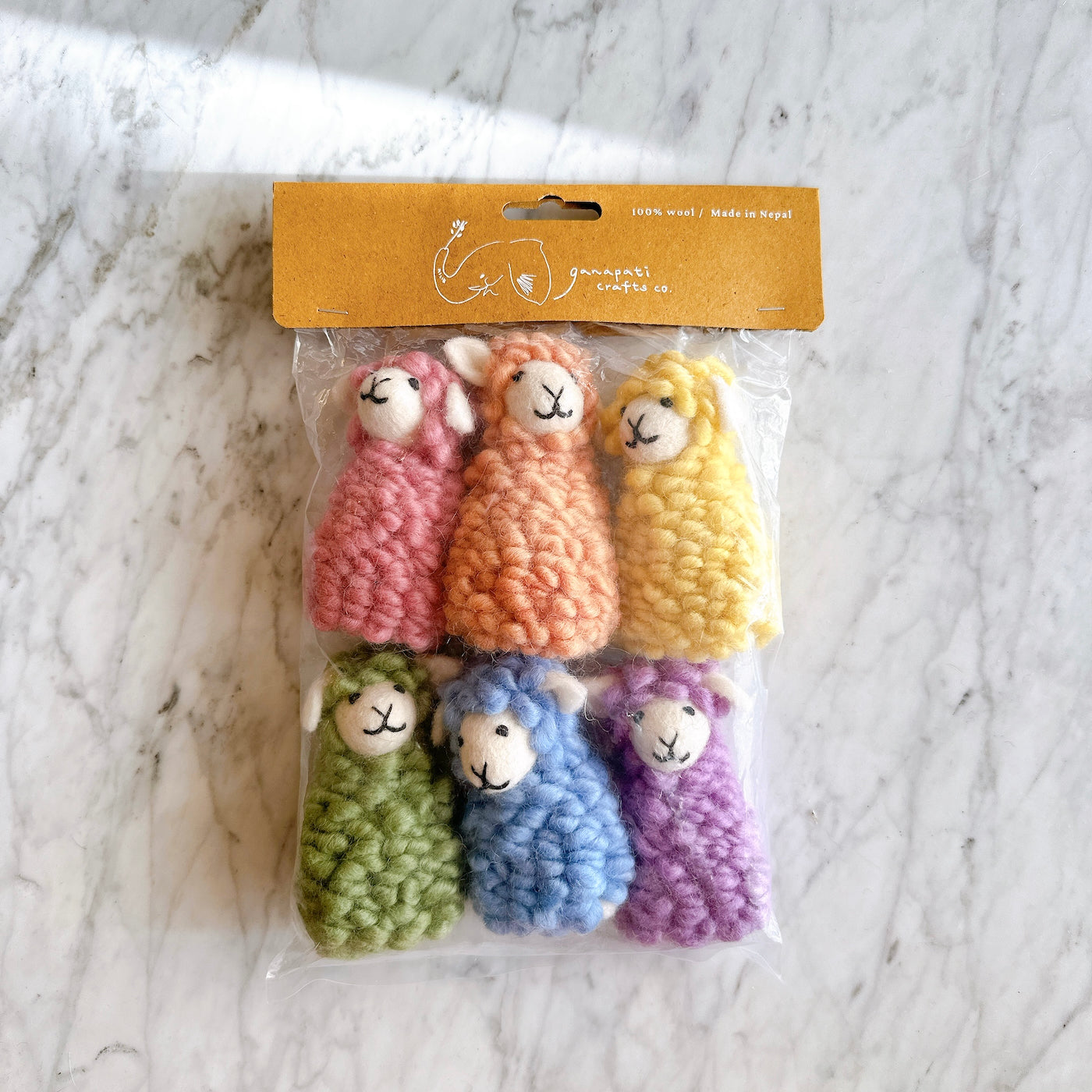 Candy Sheep finger puppet - Set of 6 - Chickadees Wooden Toys