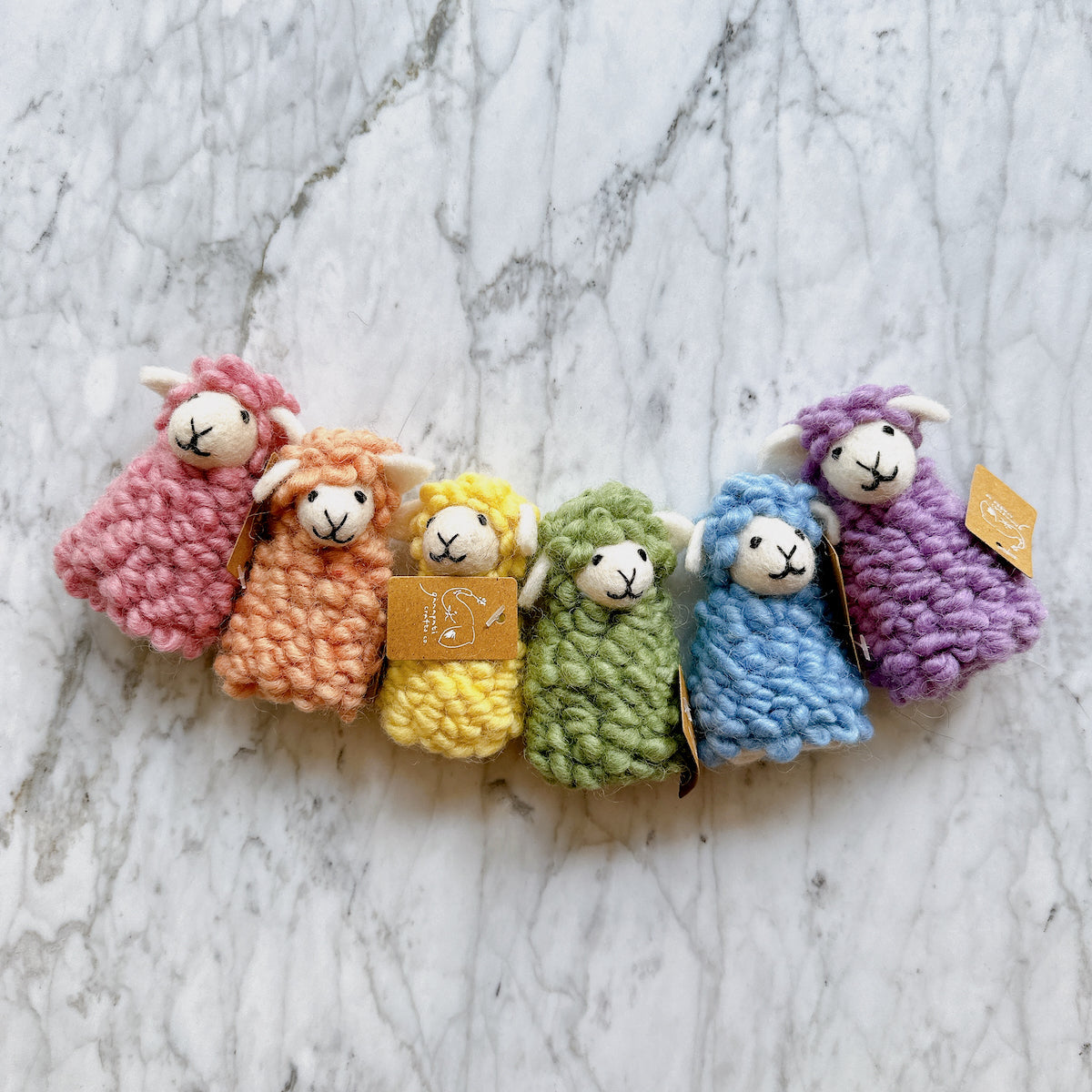 Candy Sheep finger puppet - Set of 6 - Chickadees Wooden Toys