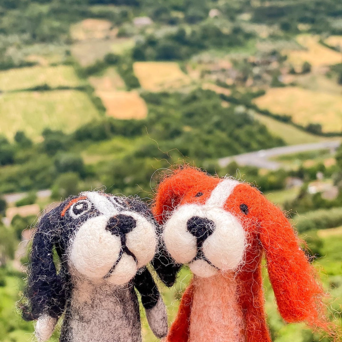 Cavalier King Charles Spaniel finger puppet - Orange - Chickadees Wooden Toys