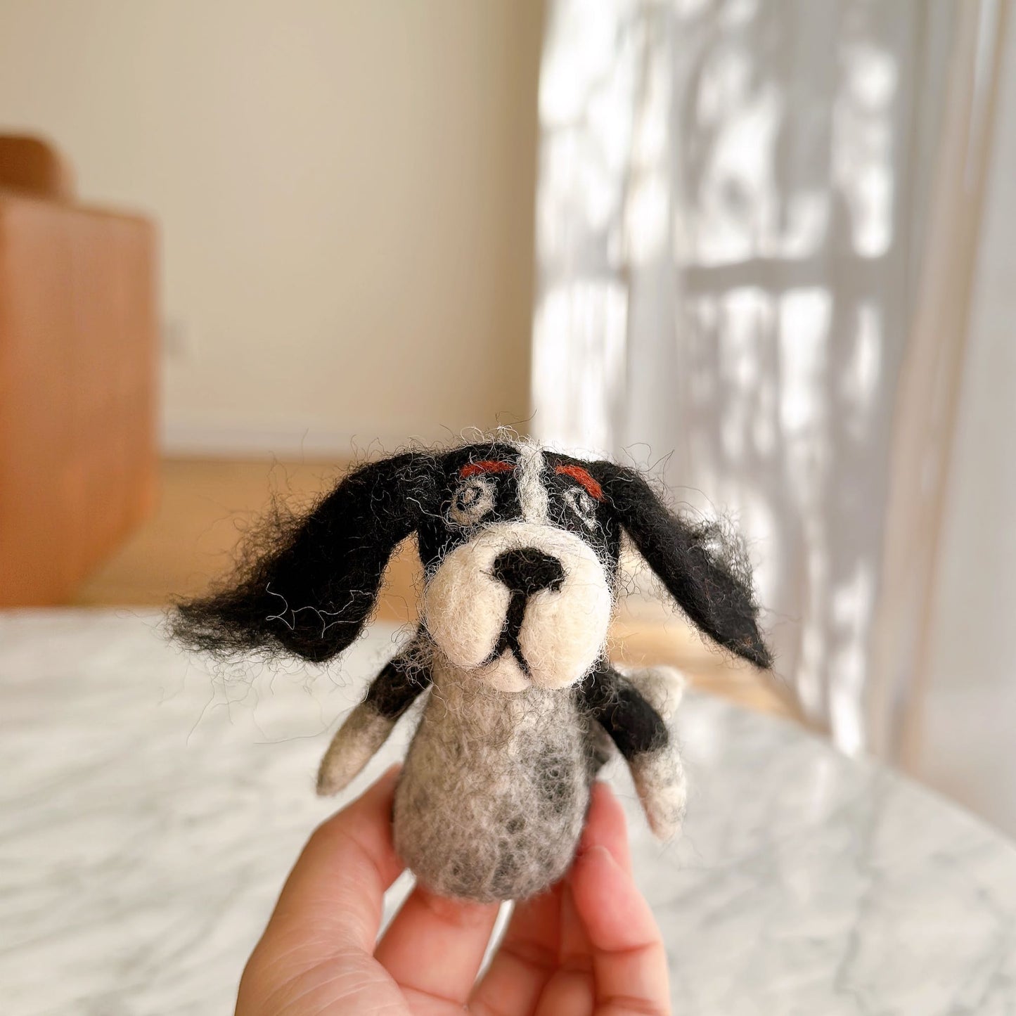 Cavalier King Charles Spaniel finger puppet - Orange - Chickadees Wooden Toys