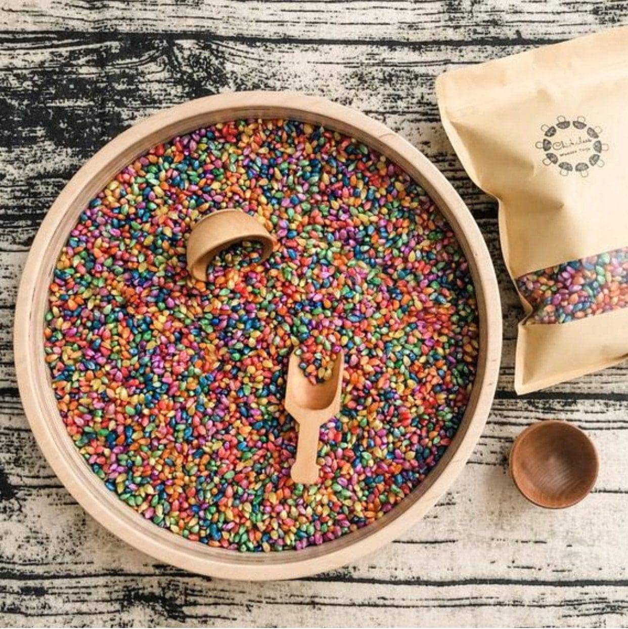 Rainbow Corn Sensory Bin Filler - Chickadees Wooden Toys
