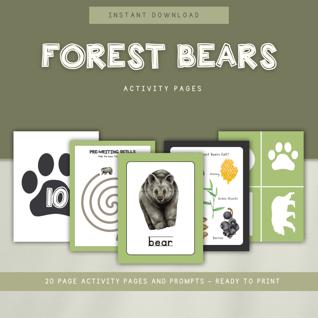 Forest Bears Preschool Activity Pages - Chickadees Wooden Toys