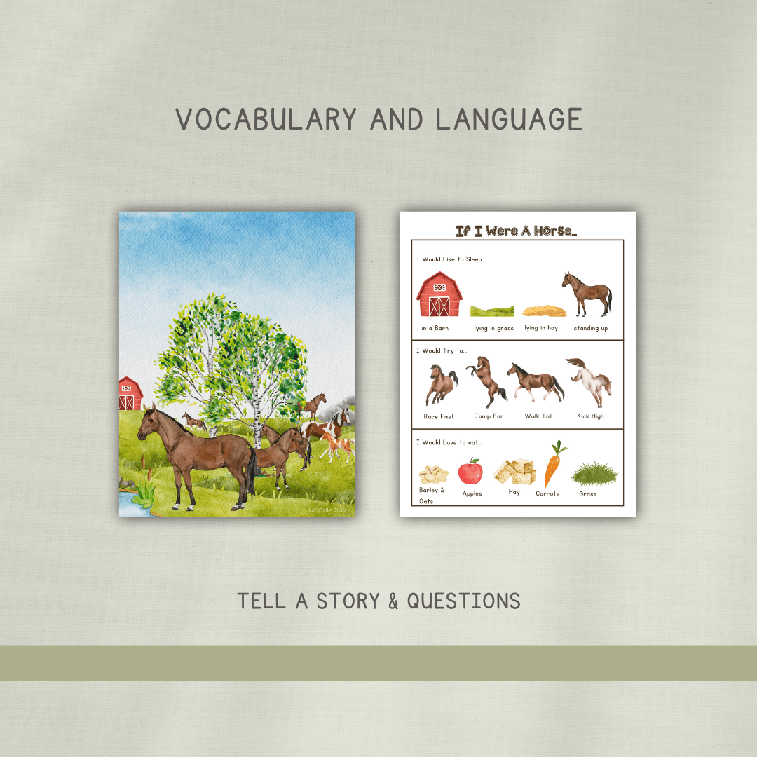 Horses Preschool Activity Pages - Chickadees Wooden Toys