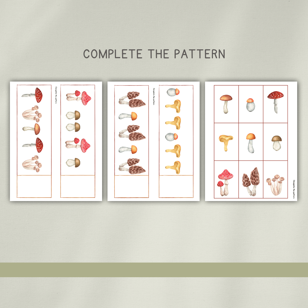 Mushrooms Preschool Activity Pages - Chickadees Wooden Toys