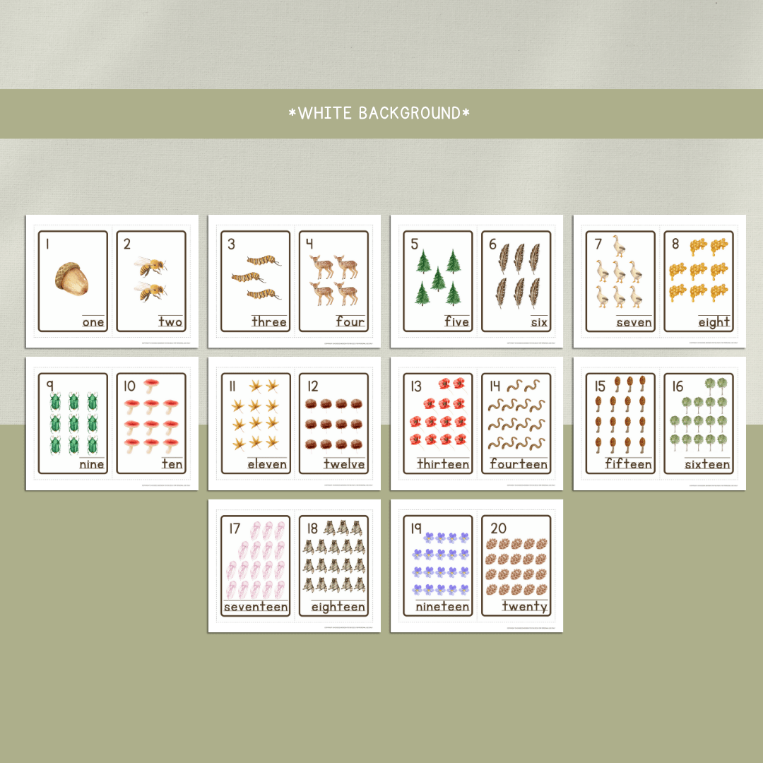 Nature Number Flashcards - DIGITAL DOWNLOAD - Chickadees Wooden Toys