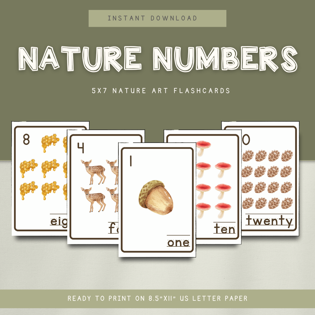 Nature Number Flashcards - DIGITAL DOWNLOAD - Chickadees Wooden Toys
