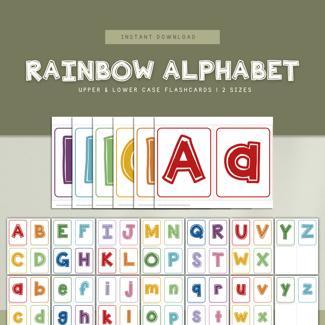 Rainbow Alphabet Flashcards - DIGITAL DOWNLOAD - Chickadees Wooden Toys