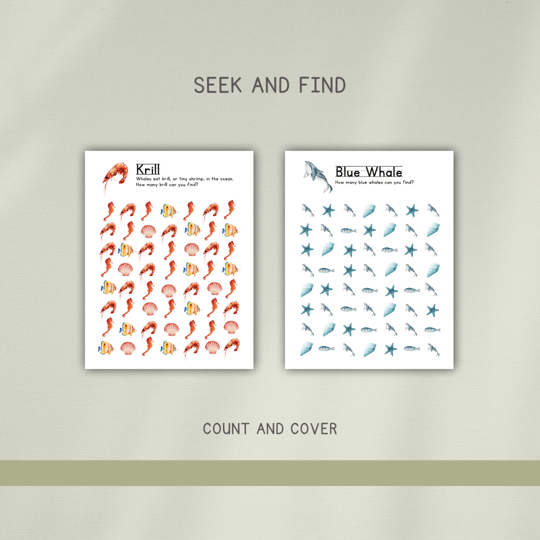 Whales Preschool Activity Pages - Chickadees Wooden Toys