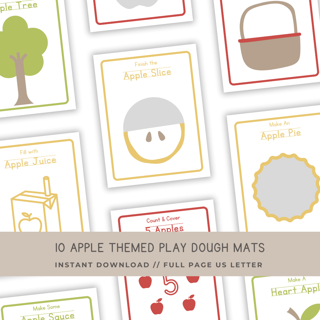 10 Apple Play Dough Mats - Digital Download - Chickadees Wooden Toys