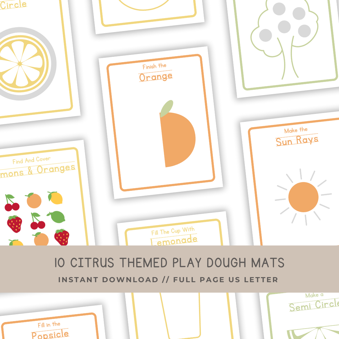 10 Citrus Play Dough Mats - Digital Download - Chickadees Wooden Toys